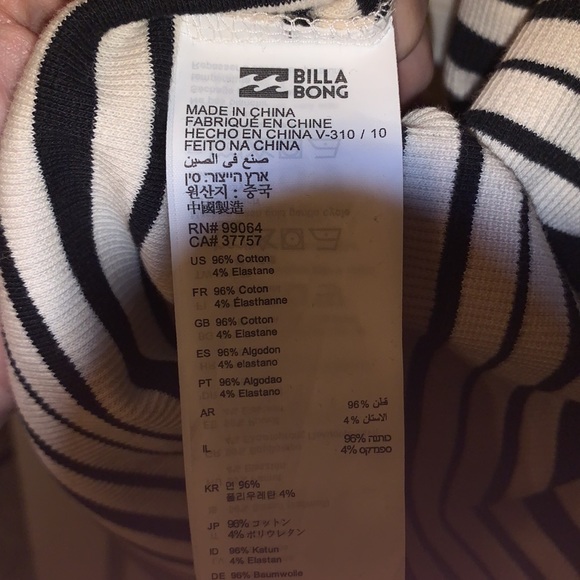 Billabong black and white stripe dress. Sz L - Picture 4 of 5